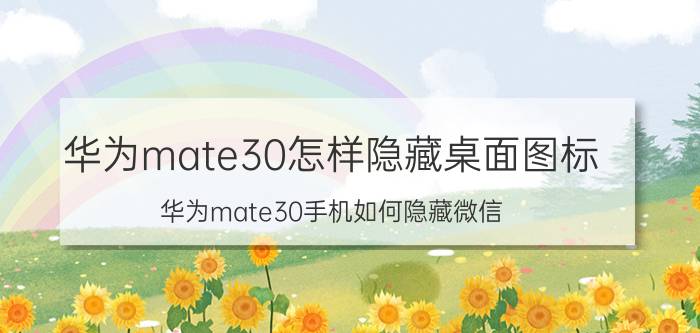 华为mate30怎样隐藏桌面图标 华为mate30手机如何隐藏微信？